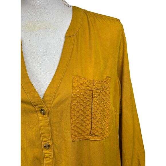 Maeve mustard Gold Rush shirtdress, small, artsy, fall, transitional, utility - Picture 4 of 6
